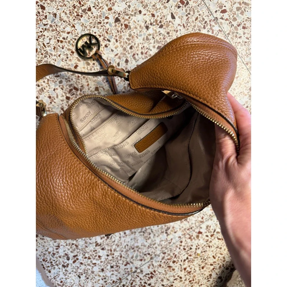 Michael Kors Fulton Large Hobo Bag Luggage Brown Pebbled Leather Gold Hardware